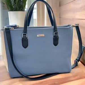 Kate Spade Colorblock Large Handbag in Blue and Cream